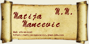 Matija Mančević vizit kartica